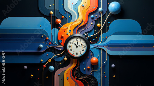 Colorful Abstract Clock with Vibrant Design