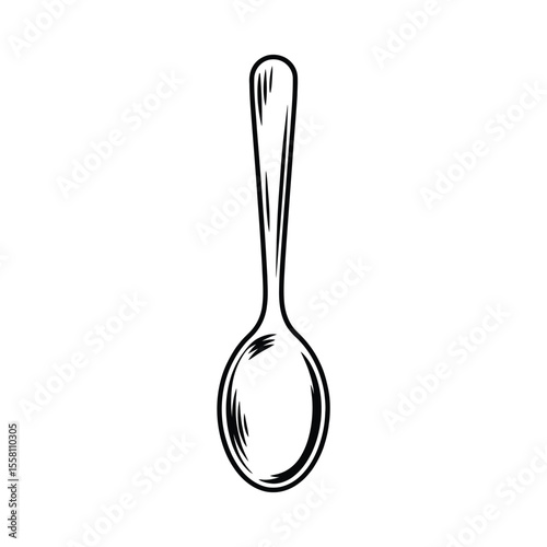 Elegant Spoon Illustration Black and White Hand Drawn Style for Culinary Designs