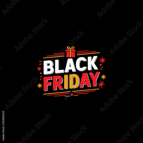 Black Friday Colorful Gift Box Vector Illustration

