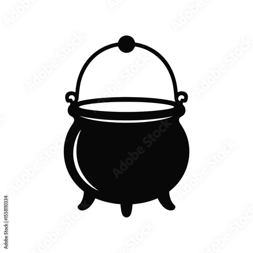 Simple Black Cauldron Illustration for Halloween or Witchcraft Themes