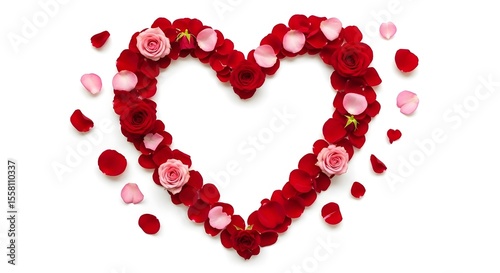 Romantic Rose Petals Arranged in a Heart Shape: A Valentine's Day Floral Composition