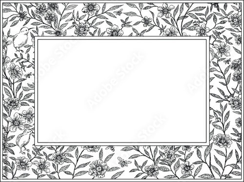 Manuka kanuka flower pattern botanical border and frame