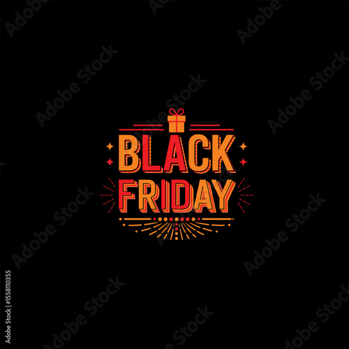 Black Friday Colorful Gift Box Vector Illustration


