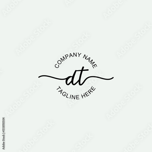 DT Initial Logo Design Vector Template