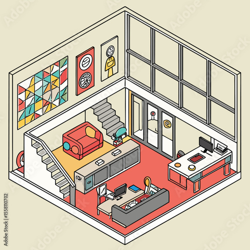 Modern coworking space vector