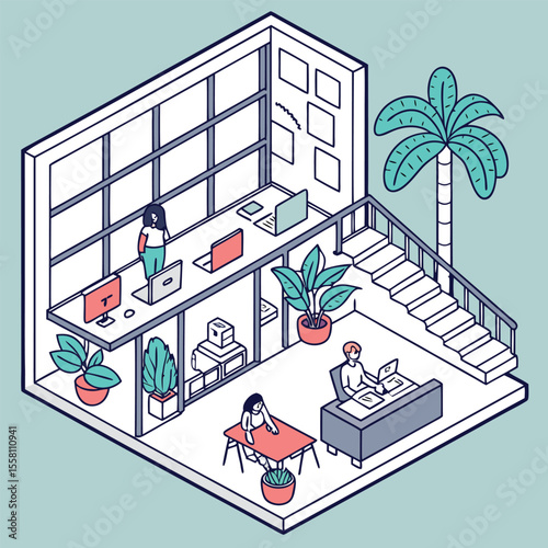 Modern coworking space vector