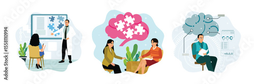 Counseling therapy session, patient, dialogue, consult psychotherapy.