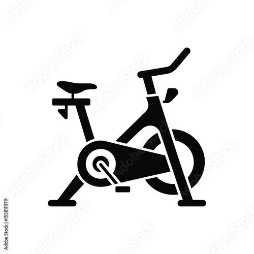Indoor Cycling Bike Black Silhouette for Fitness and Cardio Exercise
