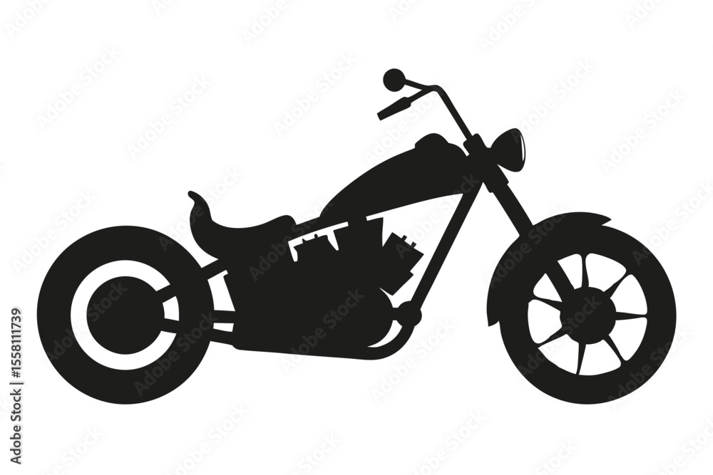 Fototapeta premium Chopper Motorcycle Silhouette on White Background