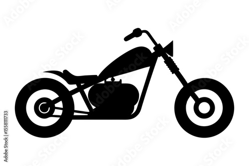 Chopper Motorcycle Silhouette on White Background
