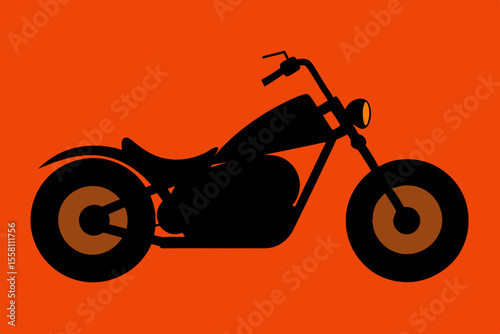 Chopper Motorcycle Silhouette on White Background
