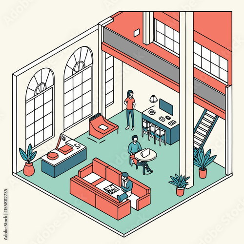 Modern coworking space vector