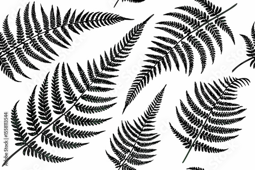 Black fern leaf pattern on white background a seamless repeating design for diverse digital projects