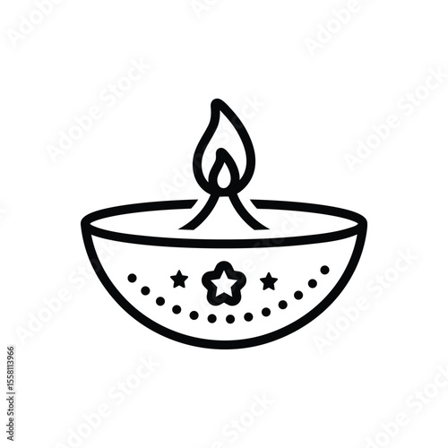 Black line icon for oil lamp