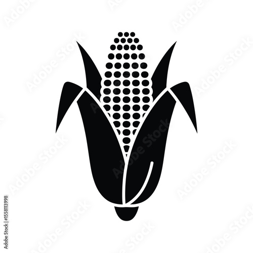 Black and White Silhouette of an Ear of Corn