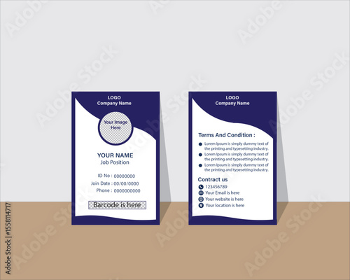 Professional ID card vector template clean, modern, and customizable design for Print or digital use, ID Card, Identity Card for print, Adobe Illustrator Vector file high-quality for Branding.