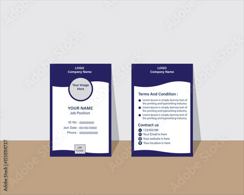 Professional ID card vector template clean, modern, and customizable design for Print or digital use, ID Card, Identity Card for print, Adobe Illustrator Vector file high-quality for Branding.