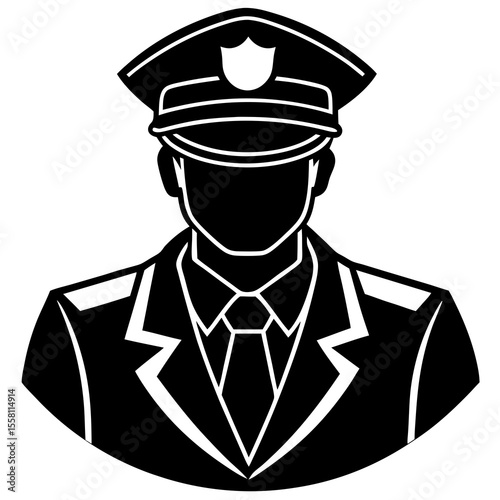 police officer silhouette with white background.