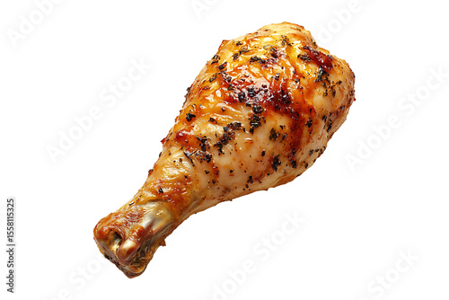 Roast chicken leg isolated on transparent background
