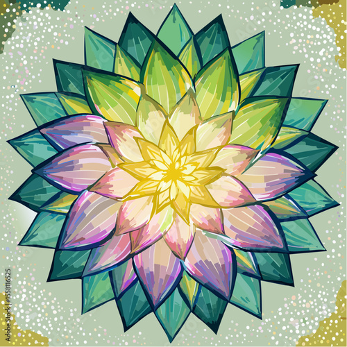 nebula petal fractal with blooming cluster drenched in violet-to-teal micro-foil gradients
