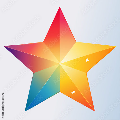 spectral halation five-point star in micro-foil gold with amber to crimson gradients