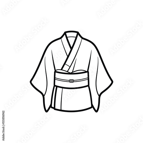 Simple Outline of a Traditional Japanese Kimono