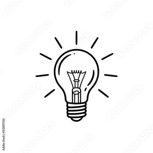 Hand Drawn Light Bulb Idea Inspiration Icon
