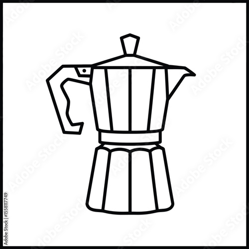 Moka Pot Line Art Illustration for Coffee Making and Beverage Preparation