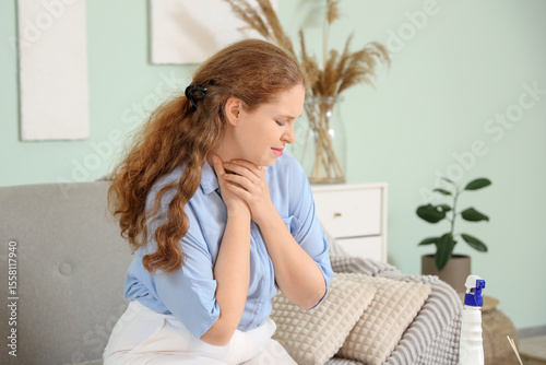 Sick young woman suffering ...