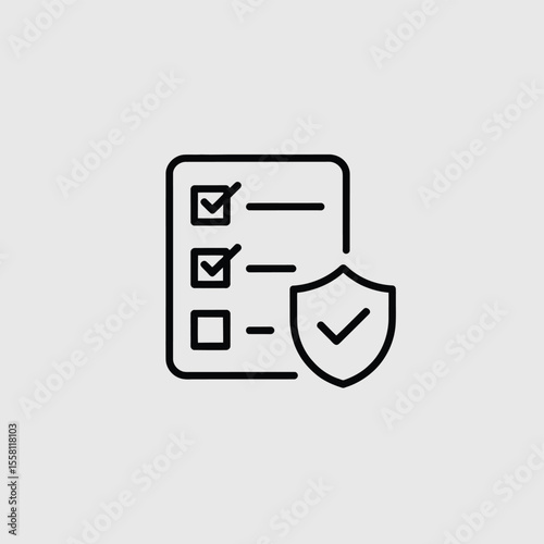 Compliance checklist with shield icon symbolizing security and adherence to regulations