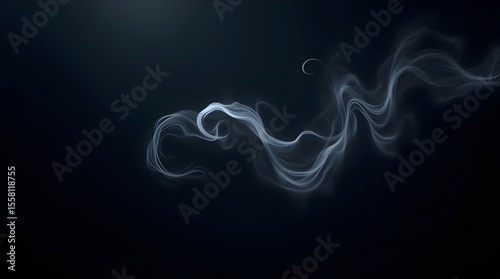 Luminous wisps of ethereal smoke undulate gently against a dark, mysterious, and glossy backdrop.