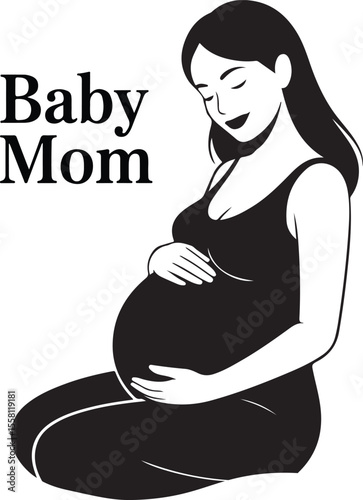 pregnant woman with baby shoes