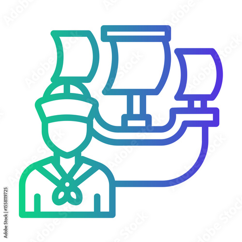 sailor Line Gradient Icon