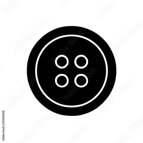 Four-hole button icon filled – symbol of classic clothing fastening