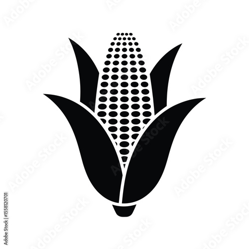 Simple Black and White Corn Cob Icon for Graphic Design Elements