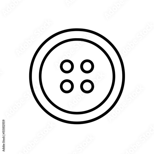Four-hole button icon outline – symbol of classic clothing fastening