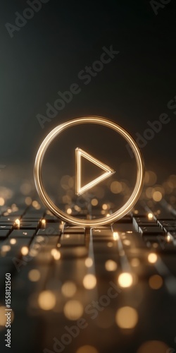 Luminous Play Button  Digital Media  Online Streaming  Cinematic Concept