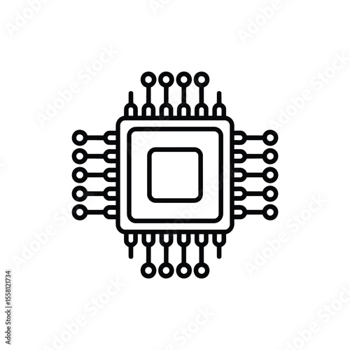 Microchip Icon Computer Processor Central Processing Unit CPU Semiconductor Technology