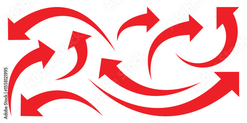 Long curved arrow vector. Curved or arch arrow icon. arrow symbol collection. Curved arrows. Arrow sign. Vector illustrator 