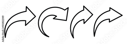 Curved arrow icons. arrow symbol collection. Arrow sign, Black arrows set on white background. arrow icon for your web site design, logo, app, UI. Vector illustrator