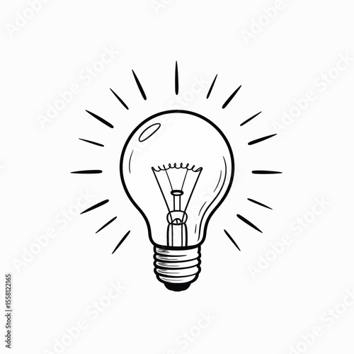 Hand Drawn Light Bulb Illustration Symbolizing Idea Innovation and Creative Thinking
