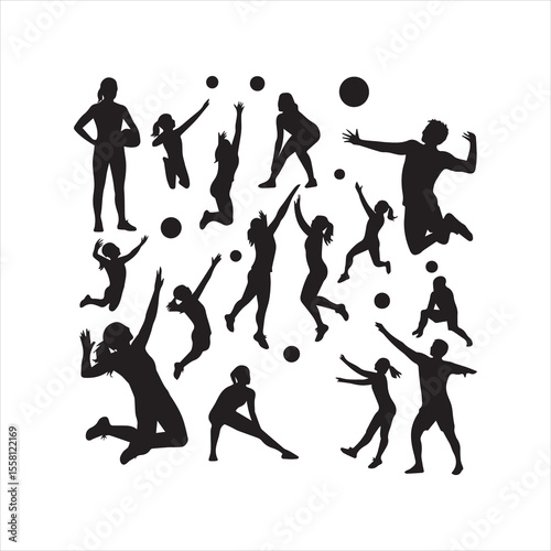 Volleyball Silhouettes - Action Sport vector image