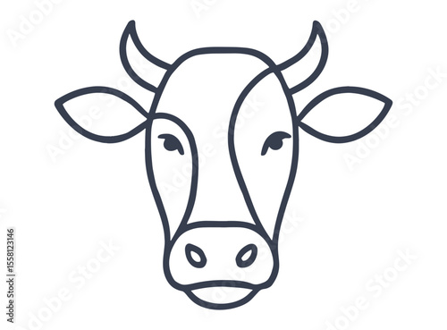 Elegant One Line Drawing of Cow Head Minimalist Farm Animal Art
