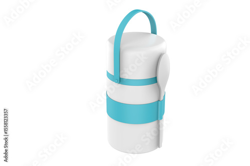 Stainless Steel Lunch Box, Insulated Bento Lunch Box. 3d illustration
