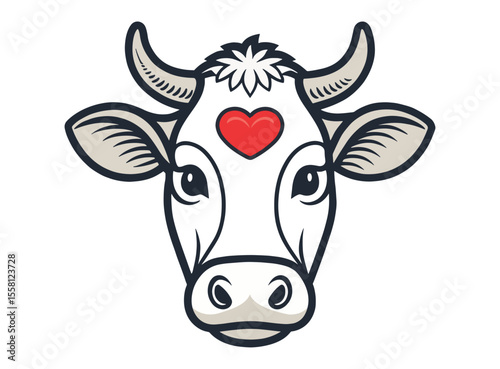 Elegant One Line Drawing of Cow Head Minimalist Farm Animal Art
