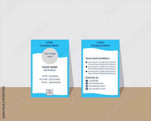 Professional ID card vector template clean, modern, and customizable design for Print or digital use, ID Card, Identity Card for print, Adobe Illustrator Vector file high-quality for Branding.