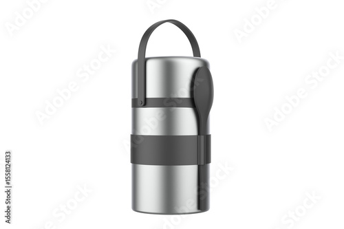 Stainless Steel Lunch Box, Insulated Bento Lunch Box. 3d illustration
