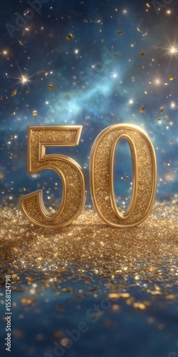Glittering Golden 50th Anniversary Celebration  Festive Background