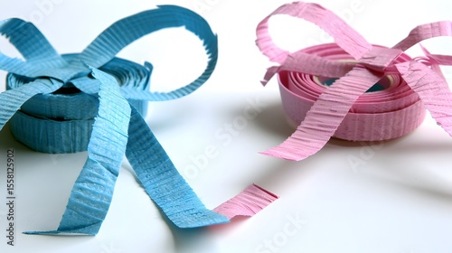 Colorful Blue and Pink Ribbons with Bows Perfect for Crafting and Gift Wrapping Projects