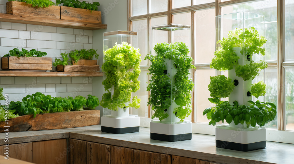 Fototapeta premium Indoor vertical hydroponic gardens